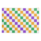 Zuur groen zwart schaakbord patroon kussensloop (Achterkant-Links)