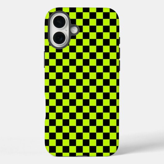 Zuur groen zwart schaakbordpatroon Case-Mate iPhone case (Achterkant)