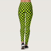 Zuur groen zwart schaakbordpatroon leggings (Achterkant)