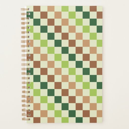 Zuur groen zwart schaakbordpatroon planner (Voorkant)