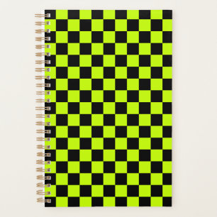 Zuur groen zwart schaakbordpatroon planner