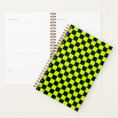Zuur groen zwart schaakbordpatroon planner (Display)