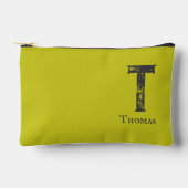 Zuur groene effen kleur grijze initials en naam etui (Voorkant)