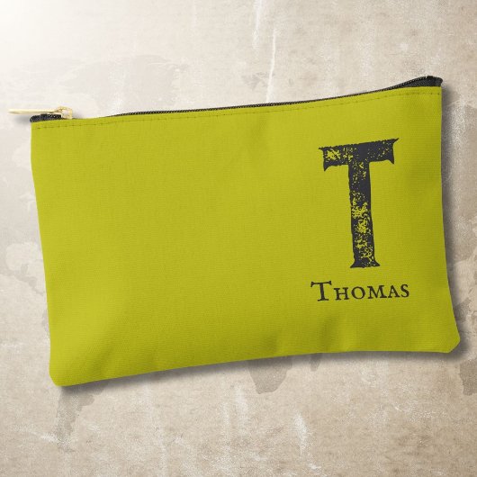 Zuur groene effen kleur grijze initials en naam etui