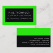 Zuur neongroen kleur & zwart, modern visitekaartje (Voorkant / Achterkant)