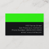 Zuur neongroen kleur & zwart, modern visitekaartje (Achterkant)