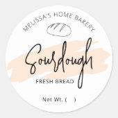 Zuurdeeg Brood Pastel Beige Ronde Bakkerij Label (Voorkant)