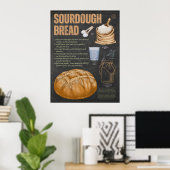 Zuurdeeg Brood Recept Krijtbord Keuken Kunst Poster (Thuiskantoor)