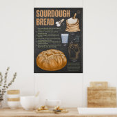 Zuurdeeg Brood Recept Krijtbord Keuken Kunst Poster (Keuken)