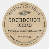 Zuurdeeg Brood Rustiek  Boerderij Bakkerij Label (Voorkant)