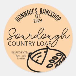 Zuurdeeg Country Loaf Home Bakkerij Product Sticke Ronde Sticker