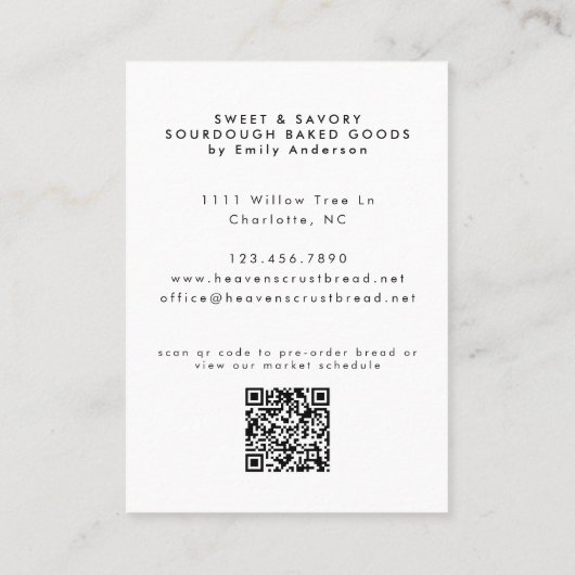 Zuurdeeg Micro Bakery Moderne QR-code Visitekaartje (Achterkant)