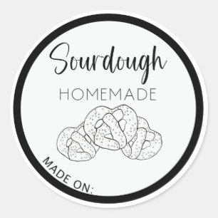 Zuurdeeg pretzel labels, zelfgemaakt zuurdeeg broo ronde sticker