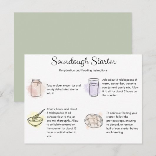 Zuurdeeg Rehydratie en Voedingsinstructie Kaart (Voorkant / Achterkant)