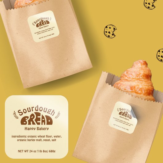 Zuurdesem brood bakken ingrediënten vierkante sticker