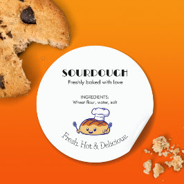 Zuurdesem Brood Cartoon Vetgedrukte tekst Modern Ronde Sticker