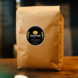 Zuurdesembrood Ingrediënten Zwart Minimalist Ronde Sticker