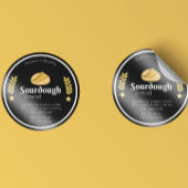 Zuurdesembrood Ingrediënten Zwart Minimalist Ronde Sticker