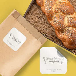 Zuurdesembrood kookgerei minimalistisch vierkante sticker