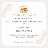 Zuurdesembrood Tarwe Ingrediënt Product Vierkante Sticker (Voorkant)