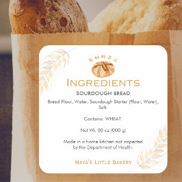 Zuurdesembrood Tarwe Ingrediënt Product Vierkante Sticker