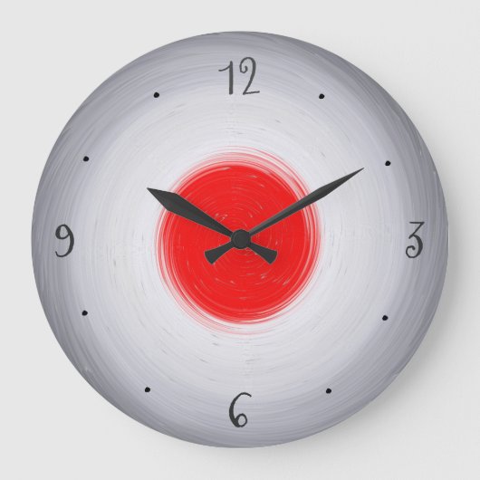 Zuurgrijs/wit met rood midden>Wandklok Grote Klok (Voorkant)