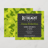 Zuurgroene Camo; Uitnodiging voor pensioenfeest (Voorkant / Achterkant)
