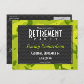 Zuurgroene Camo; Uitnodiging voor pensioenfeest (Voorkant / Achterkant)