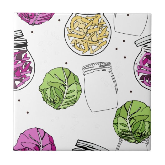 Zuurkool kool gistende illustratie tegeltje (Voorkant)