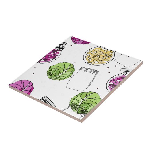 Zuurkool kool gistende illustratie tegeltje (Zijkant)