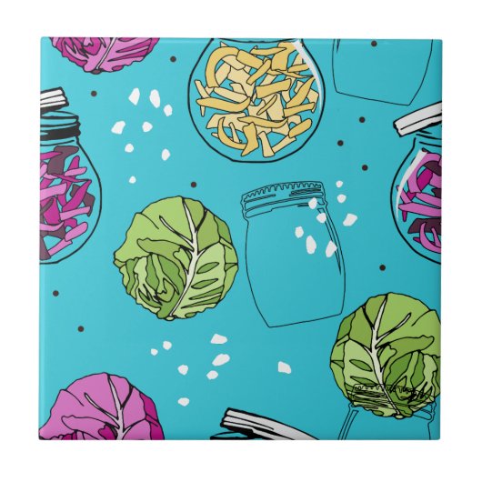 Zuurkool kool gistende illustratie tegeltje (Voorkant)