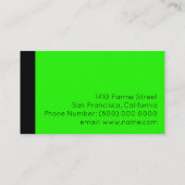 Zuurneon groene kleur, modern visitekaartje (Achterkant)