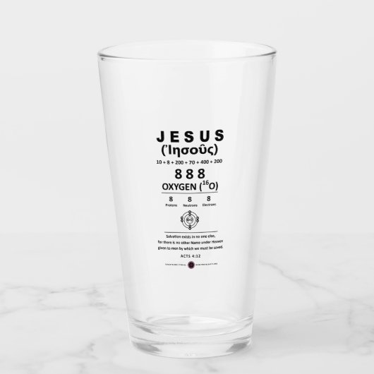 Zuurstof 888 Naam van Jezus Glas (Voorkant)