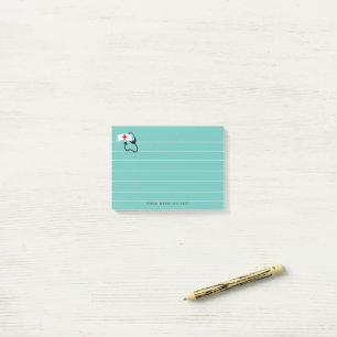 Zuurstothoscoop met lijnen Blauwgroen, aangepast Post-it® Notes