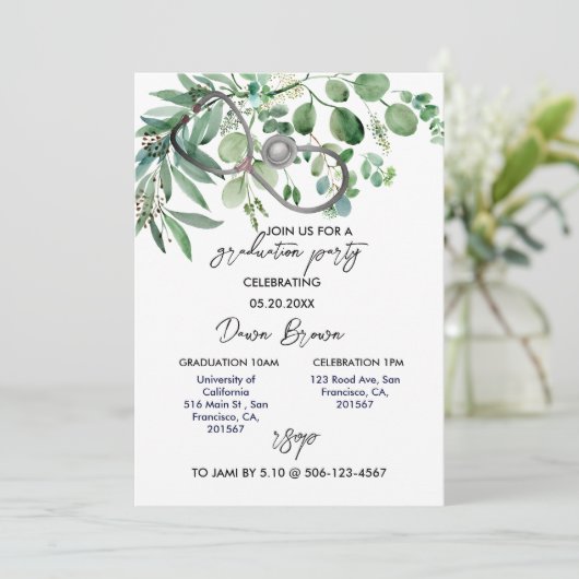 Zuurstudiepagina Eucalyptus Greenery Kaart (Staand voorkant)