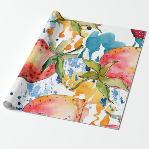 Zuurzame aardbeienvoeding. achtergrond waterverf cadeaupapier