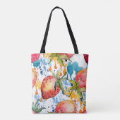Zuurzame aardbeienvoeding. achtergrond waterverf tote bag (Achterkant)