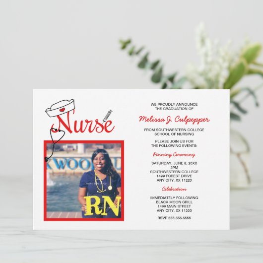 Zuurzame foto afstuderen pinning viering / rood kaart (Staand voorkant)