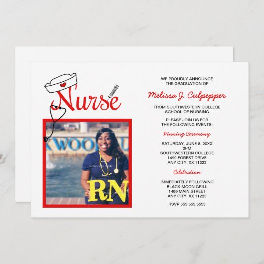 Zuurzame foto afstuderen pinning viering / rood kaart (Voorkant / Achterkant)