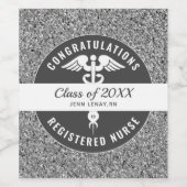 Zuurzame Graduation Party Silver Glitter Personali Wijn Etiket (Enkel label)