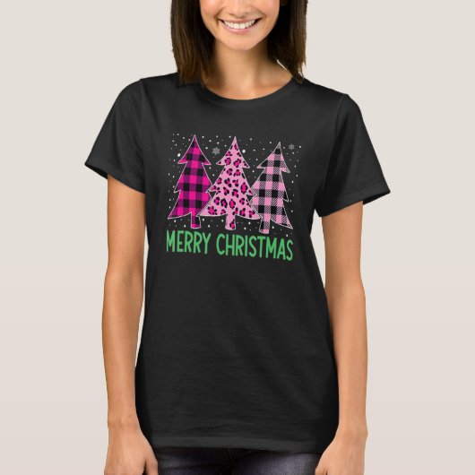 Zuurzame kerstboom roze buffelplaat en luop t-shirt (Voorkant)