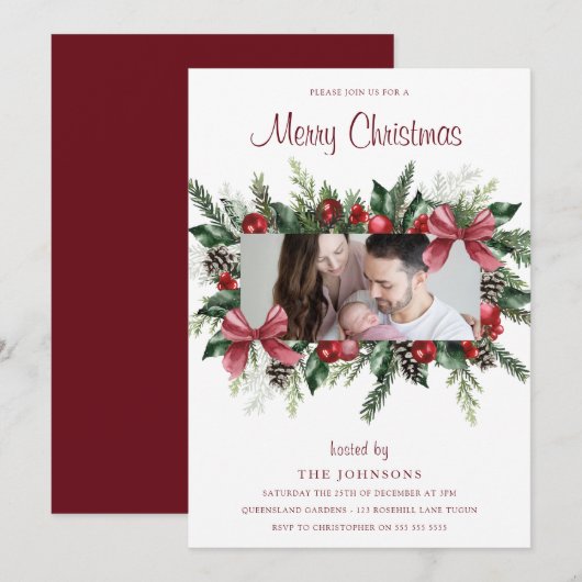 Zuurzame kerstdag met foto's kaart (Voorkant / Achterkant)