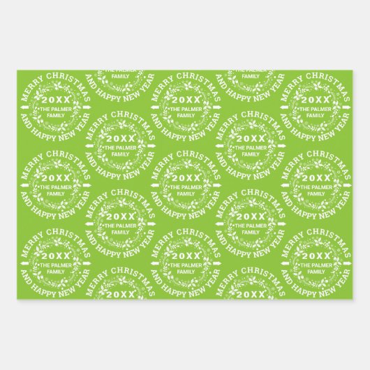 Zuurzame kerstflorale kalk groen inpakpapier vel (Voorkant 2)