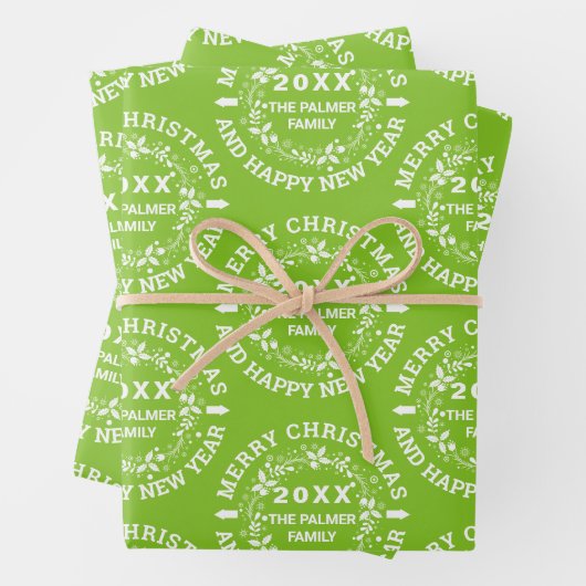 Zuurzame kerstflorale kalk groen inpakpapier vel (In situ)