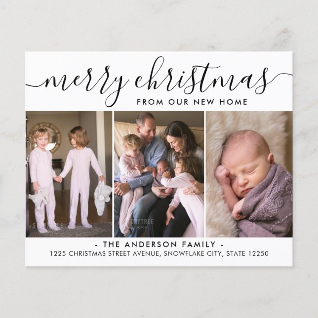 Zuurzame kerstfoto-feestelijke aankondiging (Voorkant)