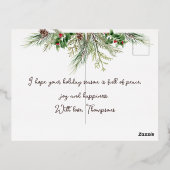 Zuurzame kerstmis met winterrode zonnebloem folie feestdagen briefkaart (Achterkant)