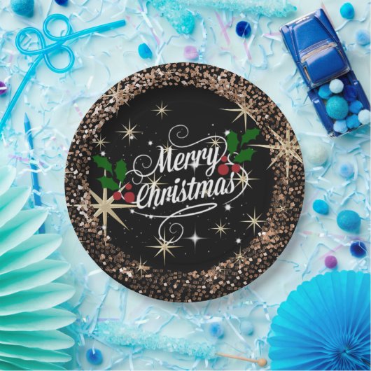 Zuurzame kerstsparkle, glitter en shine papieren bordje (Feest)