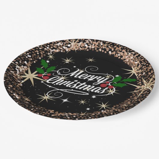 Zuurzame kerstsparkle, glitter en shine papieren bordje (Gekanteld)