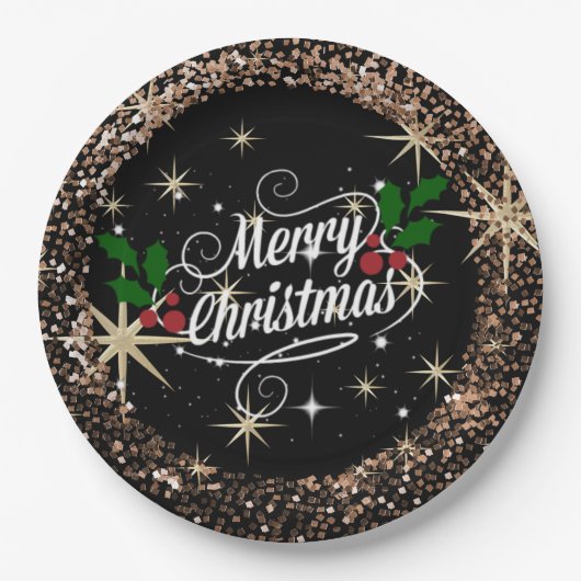 Zuurzame kerstsparkle, glitter en shine papieren bordje (Voorkant)