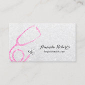 Zuurzame Modern Silver Pink Glitter Caregiver Visitekaartje (Voorkant)
